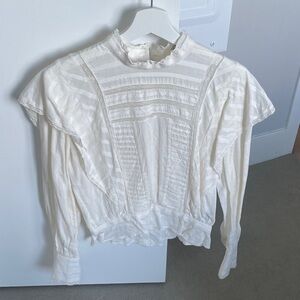 Chic Ivory Victorian-Style Blouse